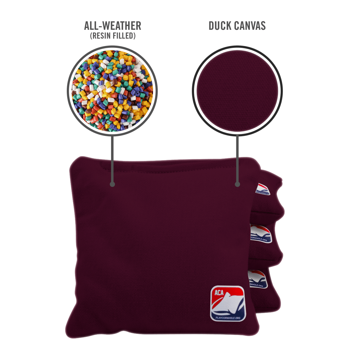 Burgundy Daily 66x Cornhole Bags, - American Cornhole Association