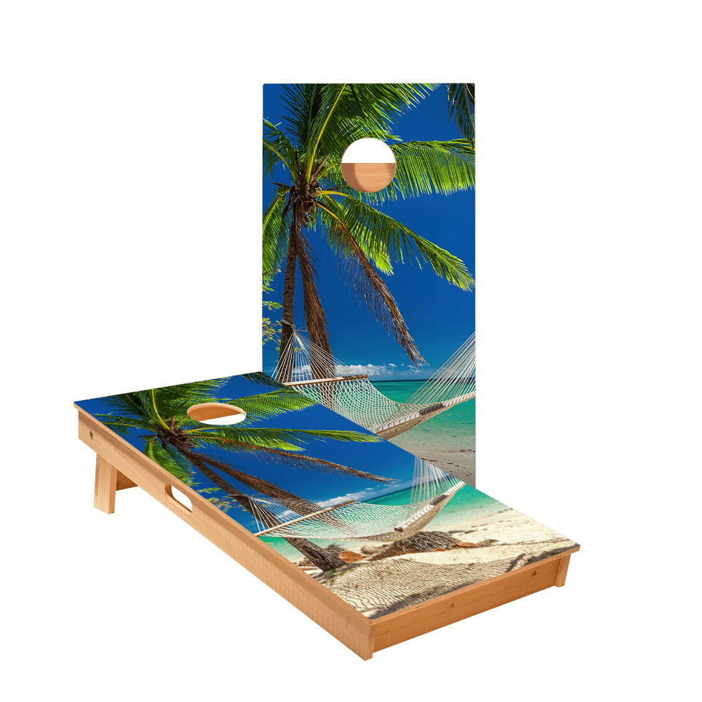 Hammock On The Beach Tropical Star Cornhole Boards - ACA - 000005 | American Cornhole Association