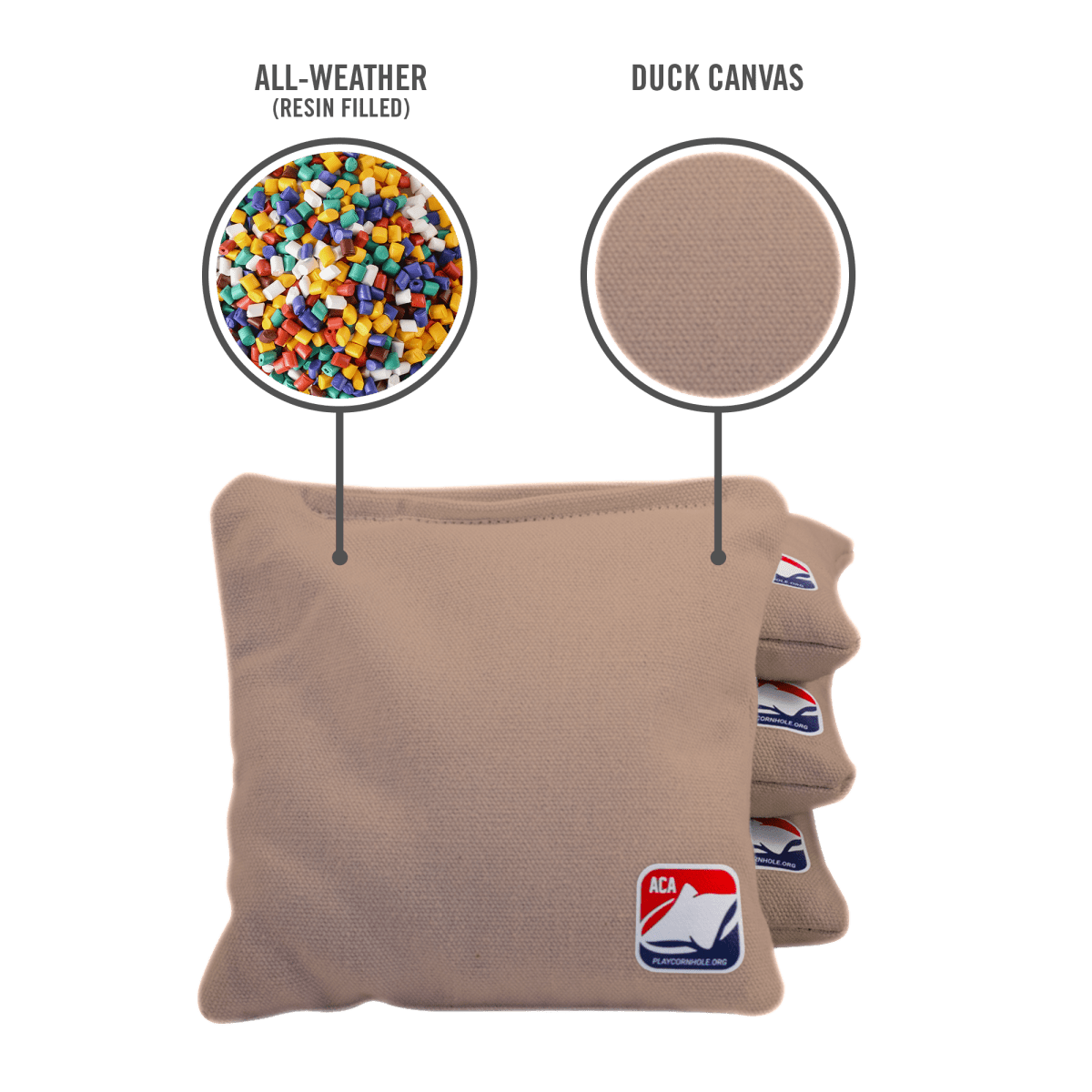 Khaki Daily 66x Cornhole Bags - 105655 - 20A | American Cornhole Association