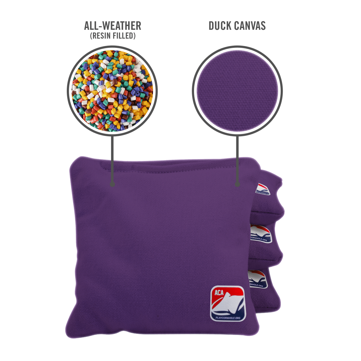 Purple Daily 66x Cornhole Bags, - American Cornhole Association