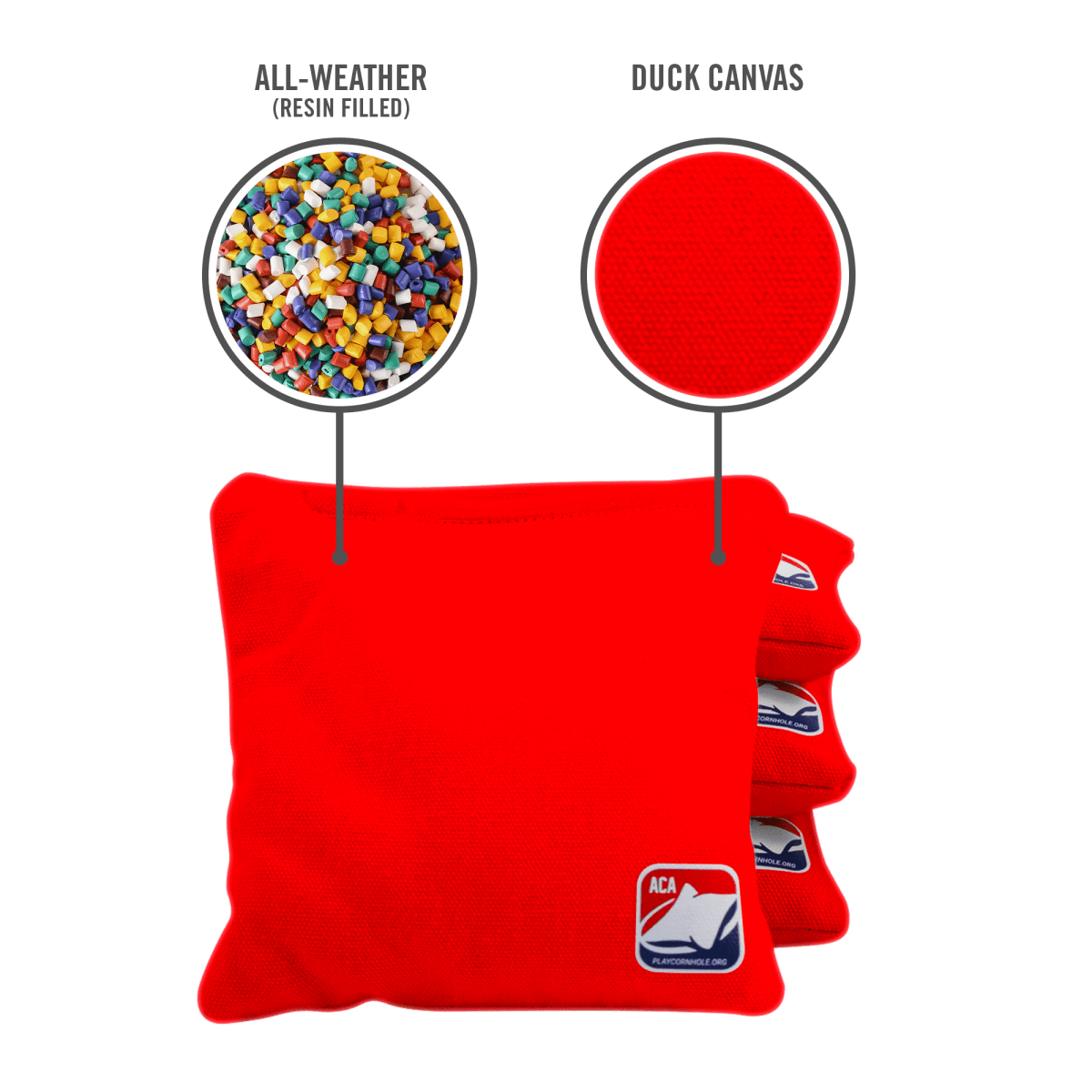 Red Daily 66x Cornhole Bags - 105655 - 4A | American Cornhole Association
