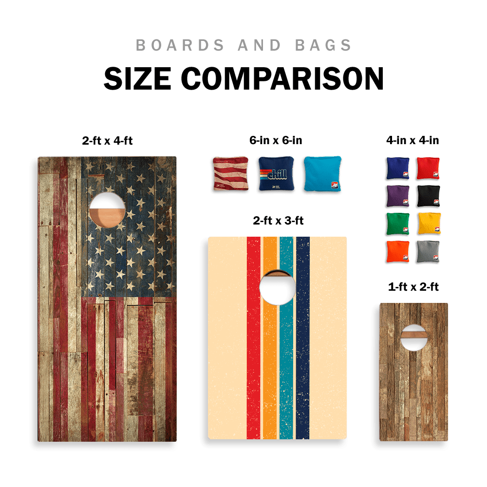 Retro Sasquatch Synergy Pro Cornhole Bags, Size Comparison - American Cornhole Association
