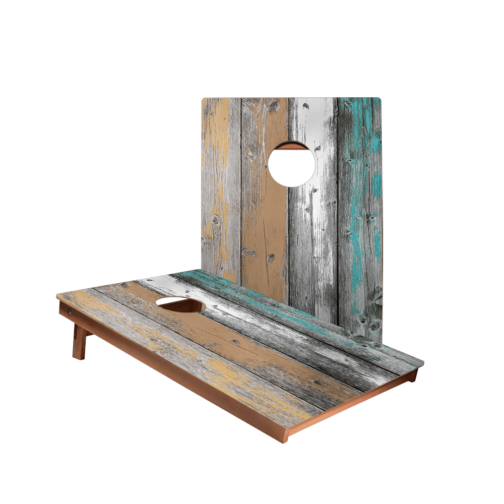 Weathered Beach Wood Backyard 2300 Cornhole Boards, - American Cornhole Association