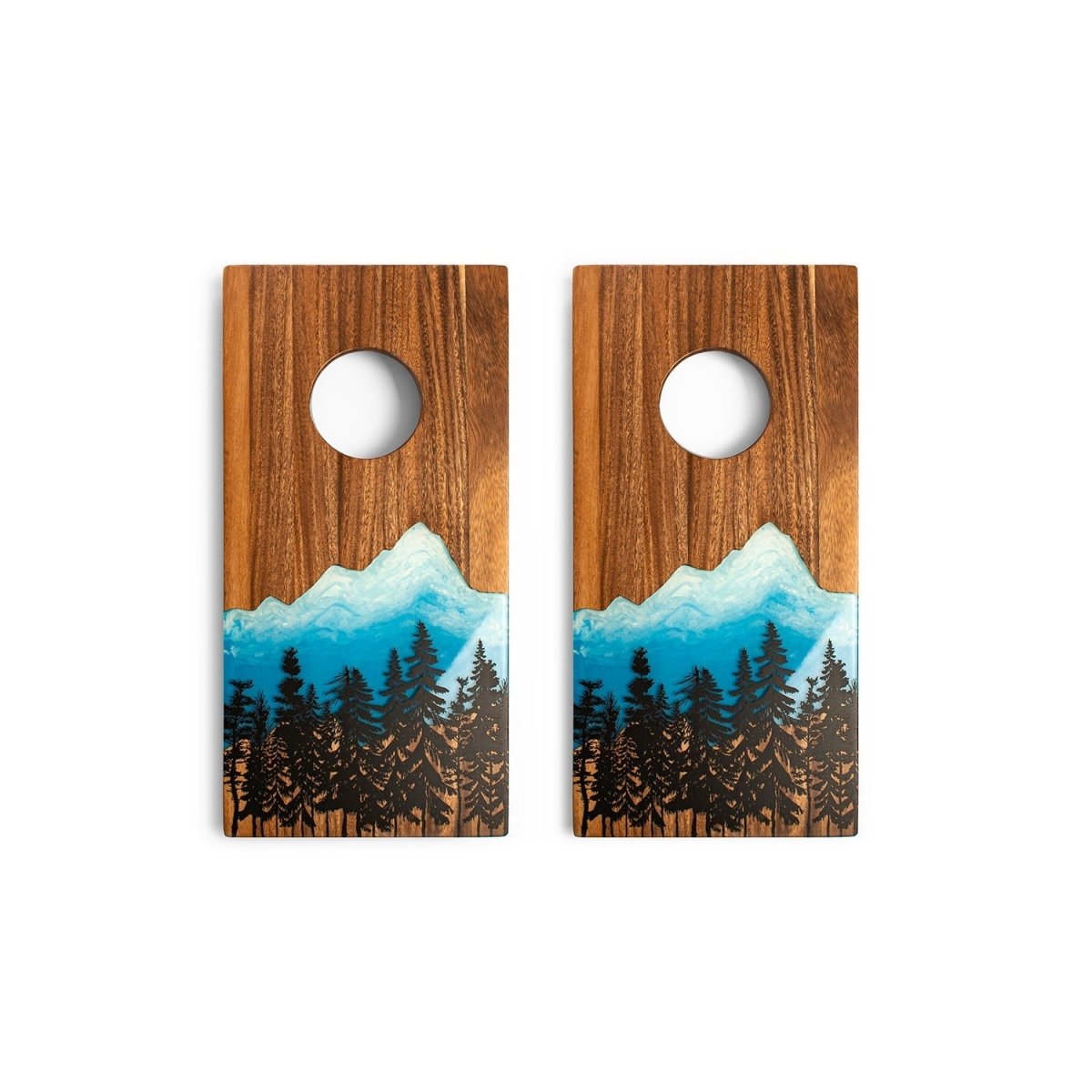 1ft x 2ft Blue Mountain Epoxy Resin Wood Compact Travel Cornhole Board Set, - American Cornhole Association
