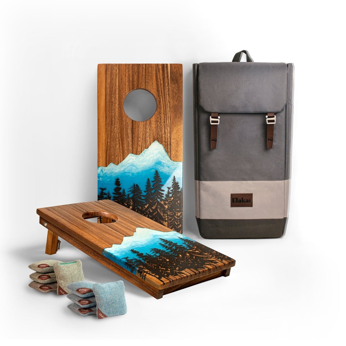 1ft x 2ft Blue Mountain Epoxy Resin Wood Compact Travel Cornhole Board Set, - American Cornhole Association