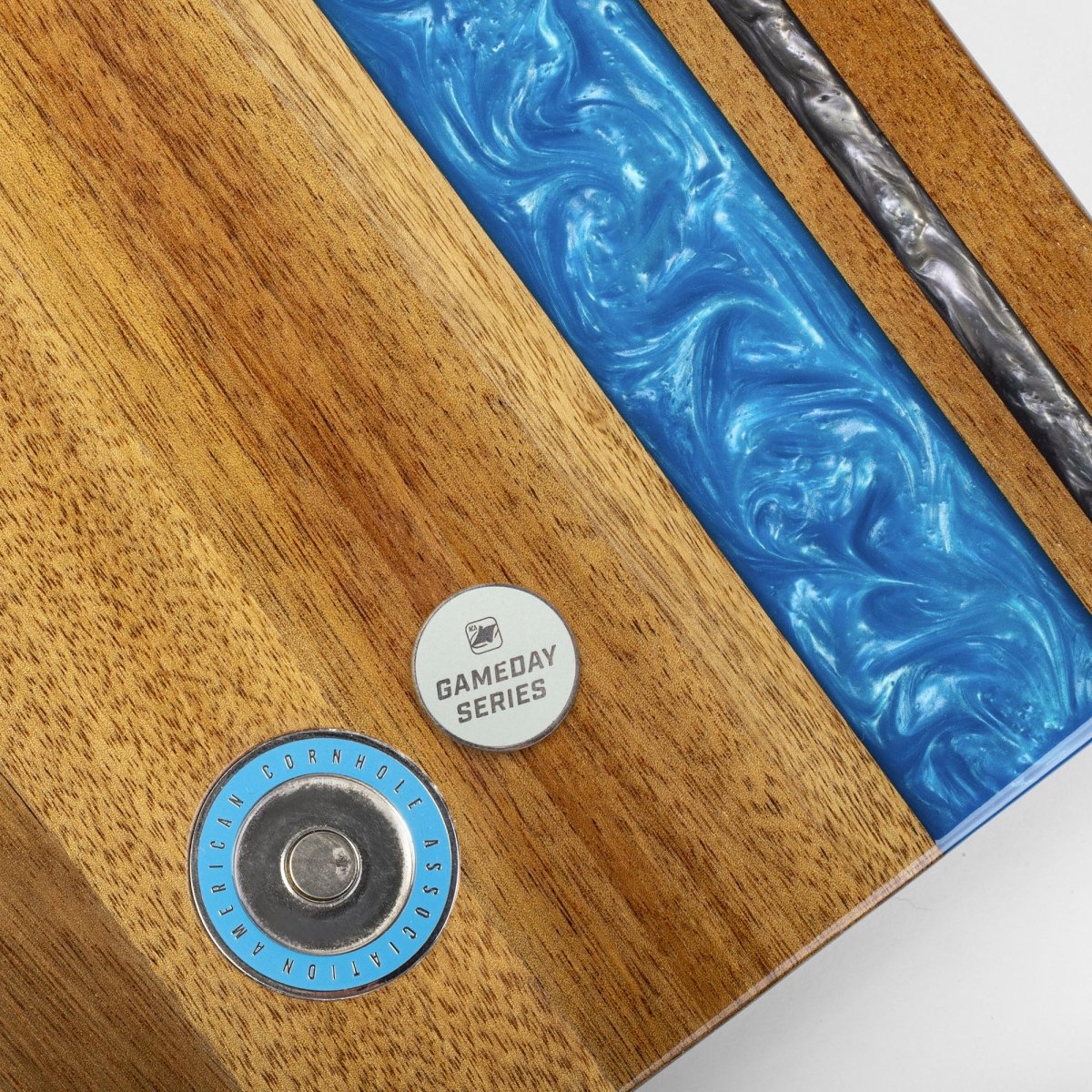 1ft x 2ft Gameday Teams Epoxy Resin Wood Compact Travel Cornhole Board Set - Pittsburgh EGCH12R-17-WB | American Cornhole Association