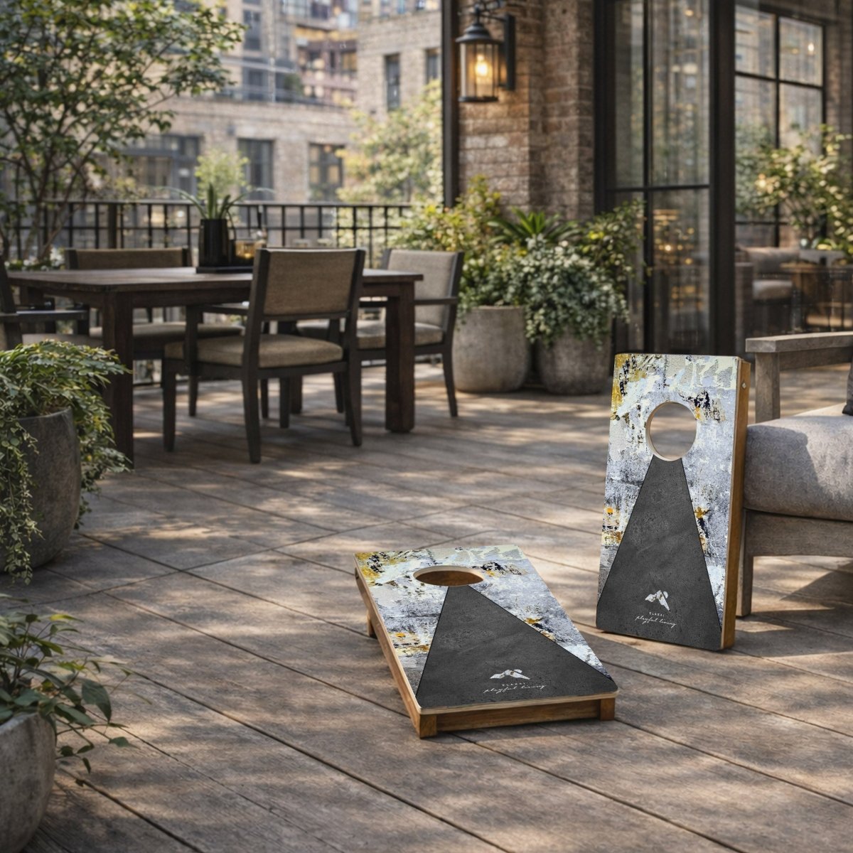 1ft x 2ft Graphic Travel Cornhole Set | Modern Play Collection - Graffiti Beach EGCH12P-69-WB | American Cornhole Association