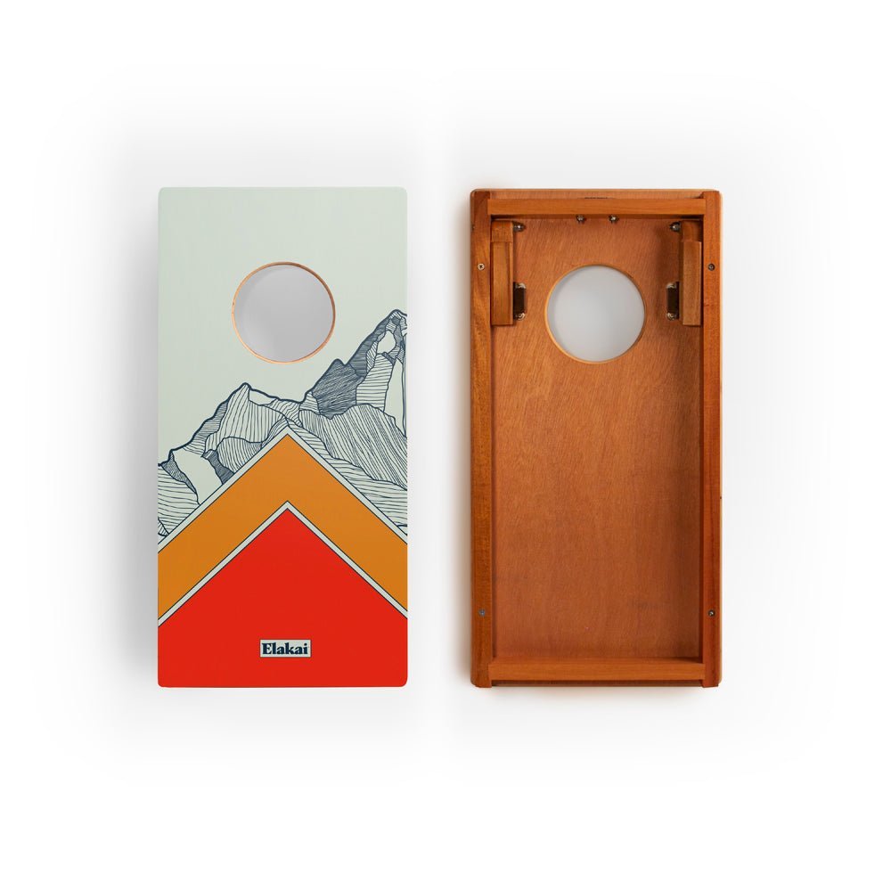 1ft x 2ft Graphic Wood Travel Cornhole Set | Modern Angle Collection - Mount Elakai EGCH12P-04-WB | American Cornhole Association
