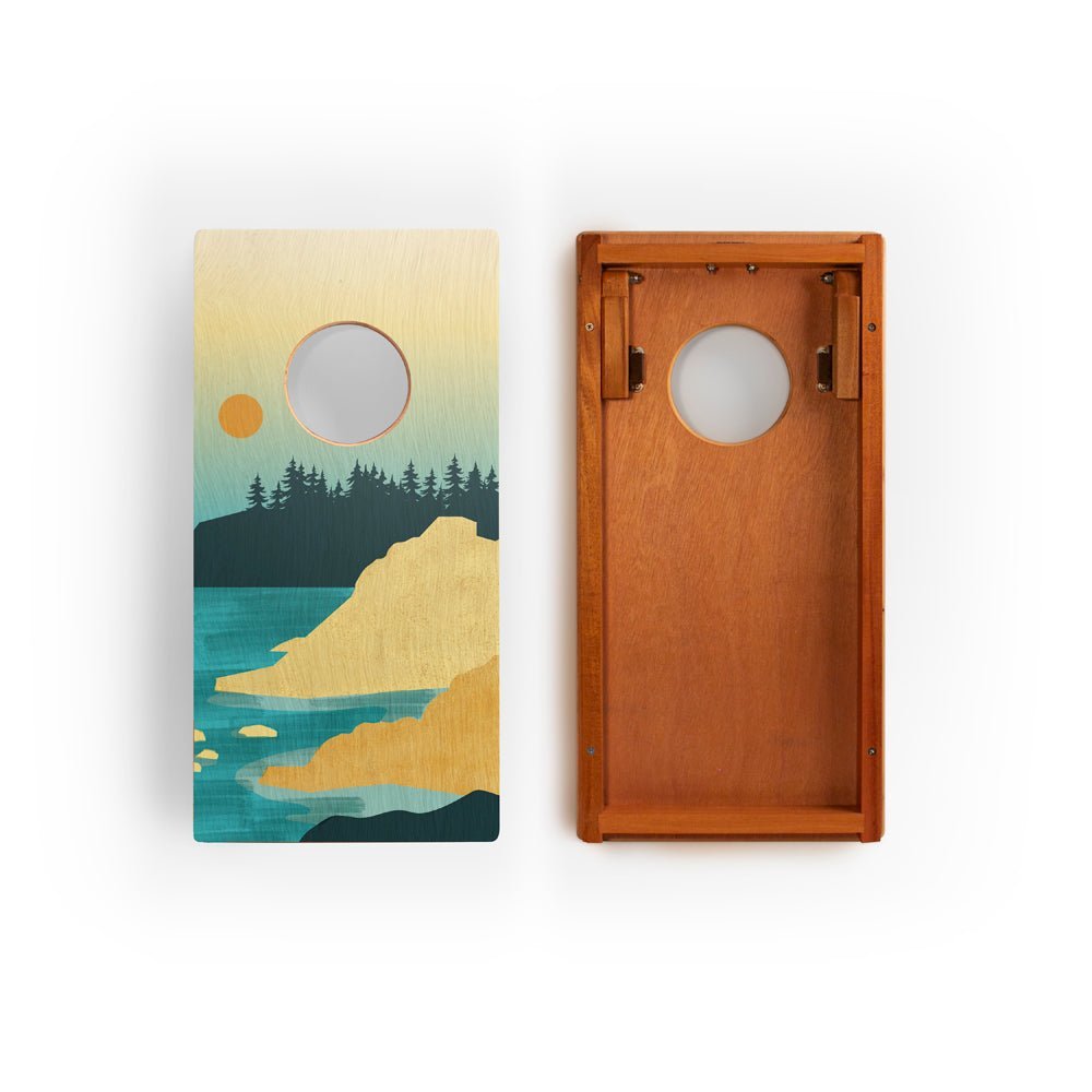 1ft x 2ft Graphic Wood Travel Cornhole Set | National Parks Inspired Collection - Acadia EGCH12P-10-WB | American Cornhole Association