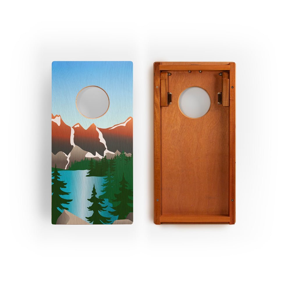 1ft x 2ft Graphic Wood Travel Cornhole Set | National Parks Inspired Collection - Rocky Mountains EGCH12P-13-WB | American Cornhole Association