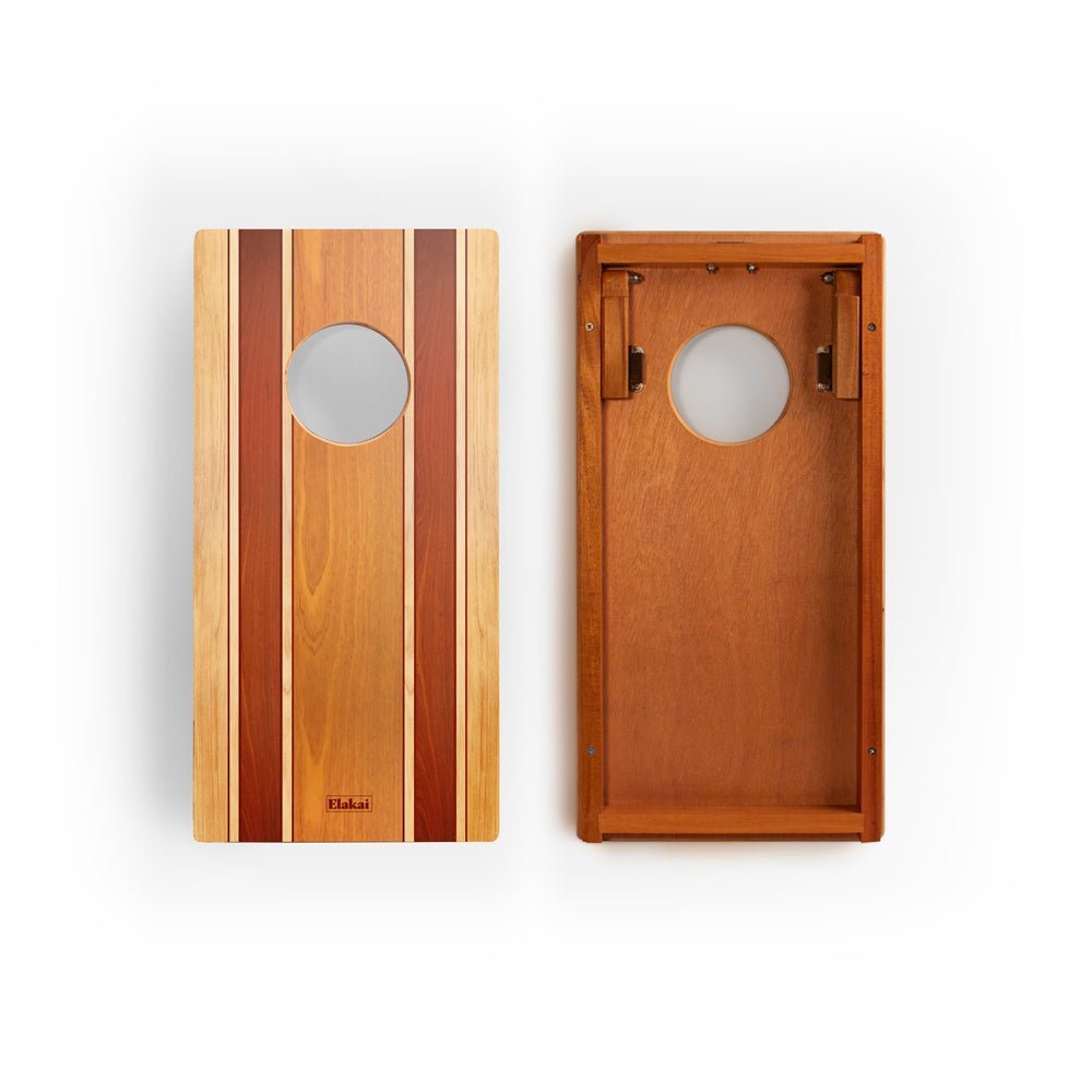 1ft x 2ft Graphic Wood Travel Cornhole Set | Natural Surf Beach Collection - Classic Woody EGCH12P-21-WB | American Cornhole Association