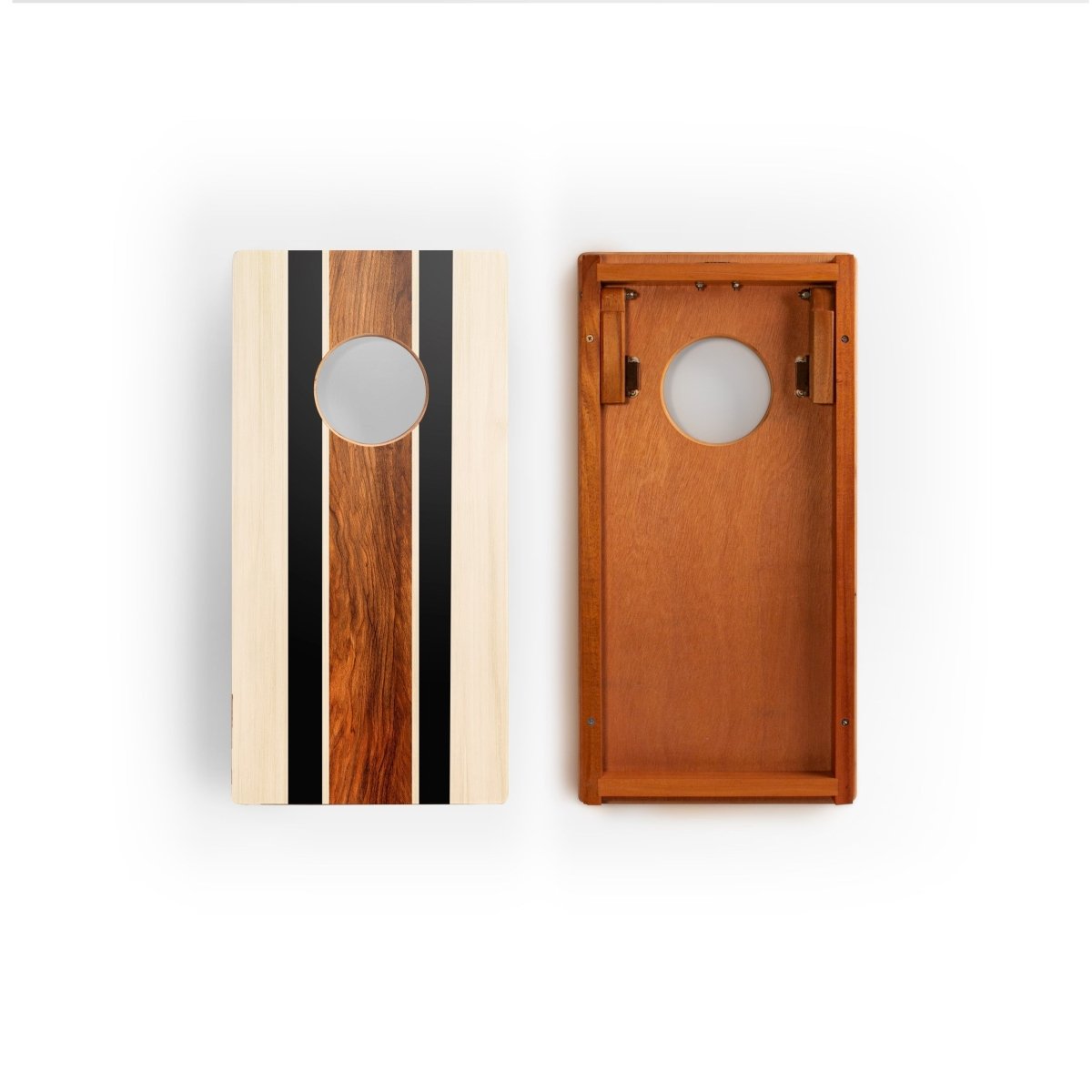 1ft x 2ft Graphic Wood Travel Cornhole Set | Natural Surf Beach Collection - Hermosa Stripes EGCH12P-53-WB | American Cornhole Association