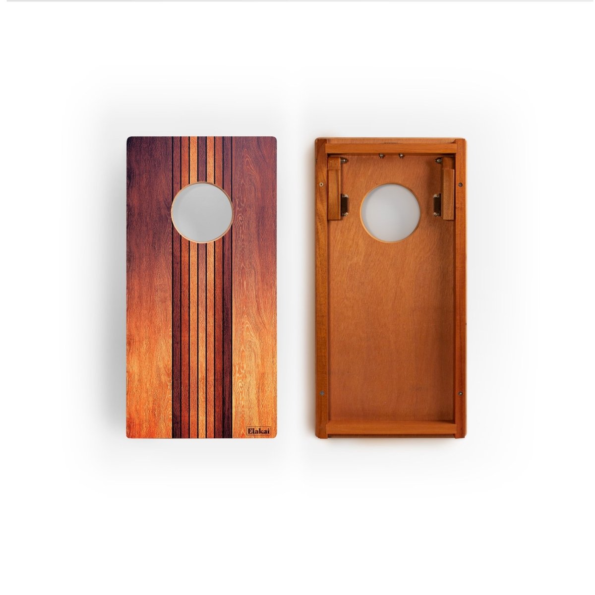 1ft x 2ft Graphic Wood Travel Cornhole Set | Natural Surf Beach Collection - Retro Woody EGCH12P-22-WB | American Cornhole Association