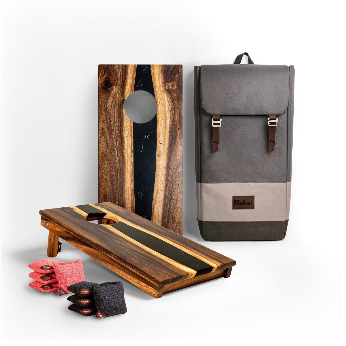 1ft x 2ft One of a Kind Black Epoxy Resin Wood Compact Travel Cornhole Board Set, - American Cornhole Association