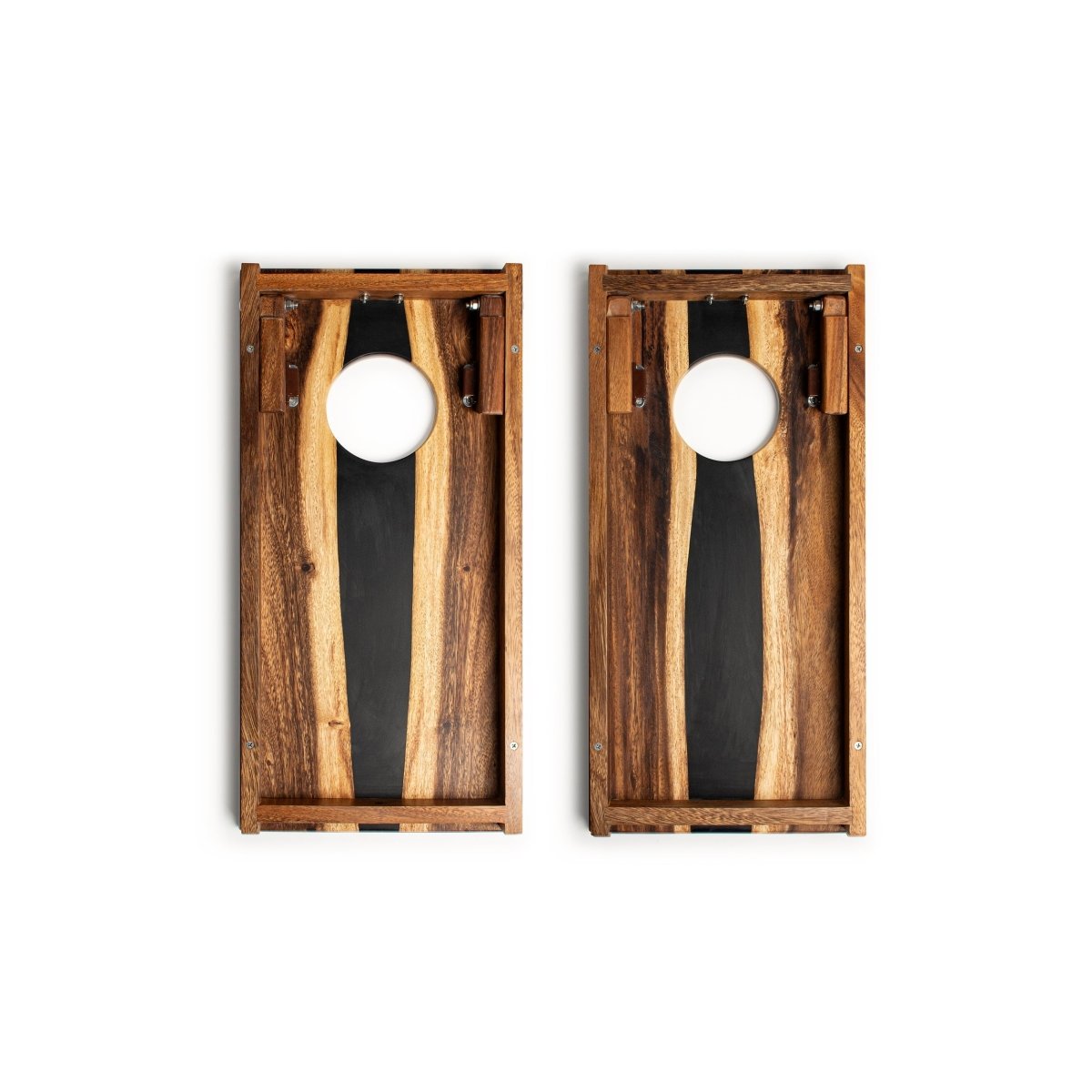 1ft x 2ft One of a Kind Black Epoxy Resin Wood Compact Travel Cornhole Board Set, - American Cornhole Association