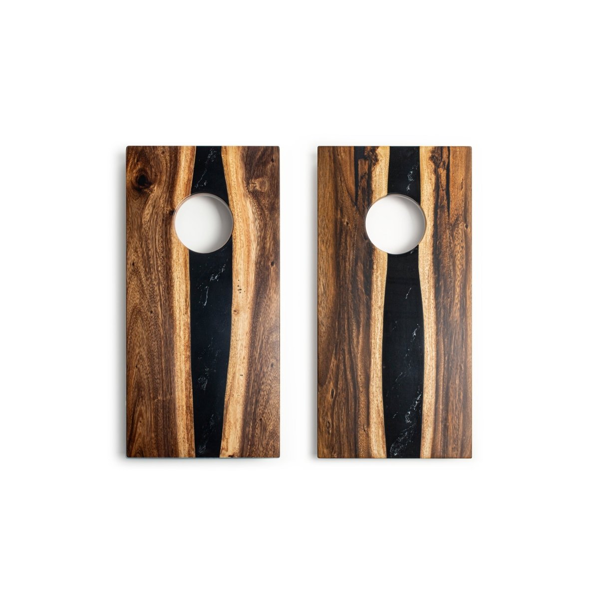 1ft x 2ft One of a Kind Black Epoxy Resin Wood Compact Travel Cornhole Board Set, - American Cornhole Association