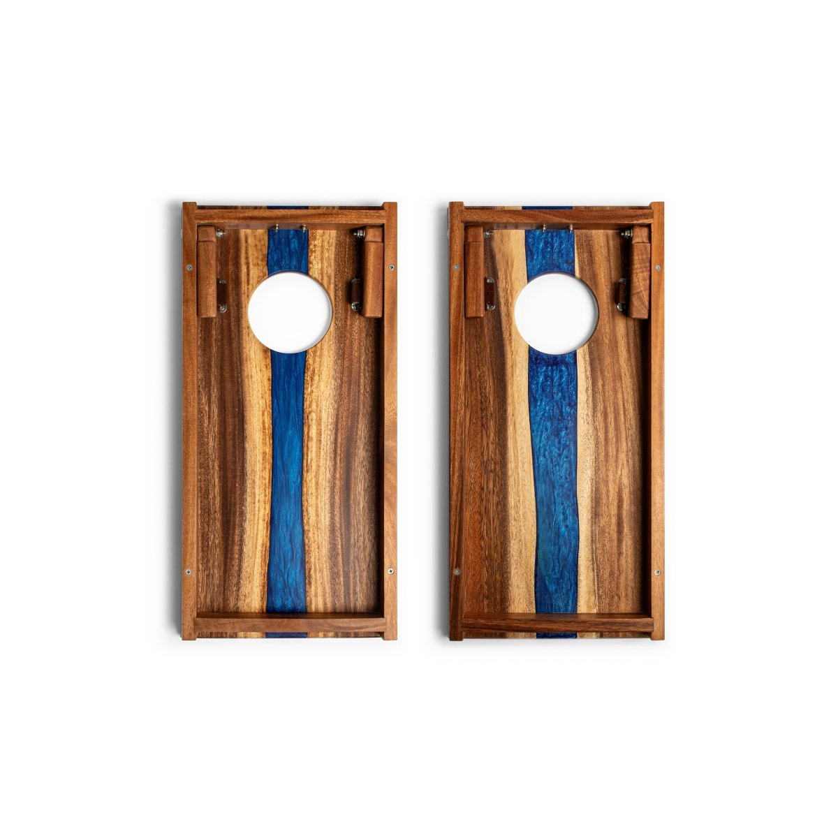 1ft x 2ft One of a Kind Blue Pearl Epoxy Resin Wood Compact Travel Cornhole Board Set, - American Cornhole Association