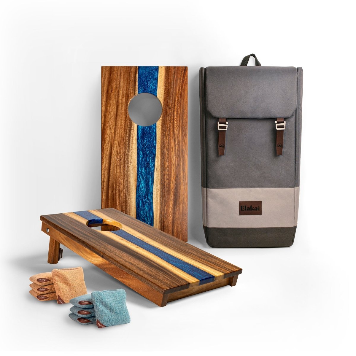 1ft x 2ft One of a Kind Blue Pearl Epoxy Resin Wood Compact Travel Cornhole Board Set, - American Cornhole Association