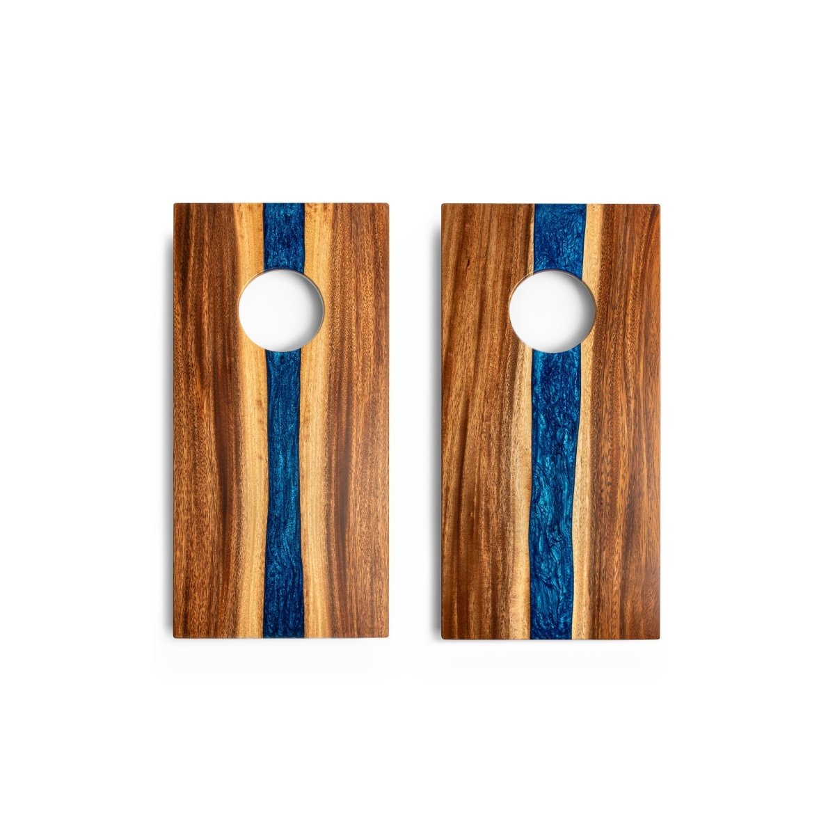 1ft x 2ft One of a Kind Blue Pearl Epoxy Resin Wood Compact Travel Cornhole Board Set, - American Cornhole Association