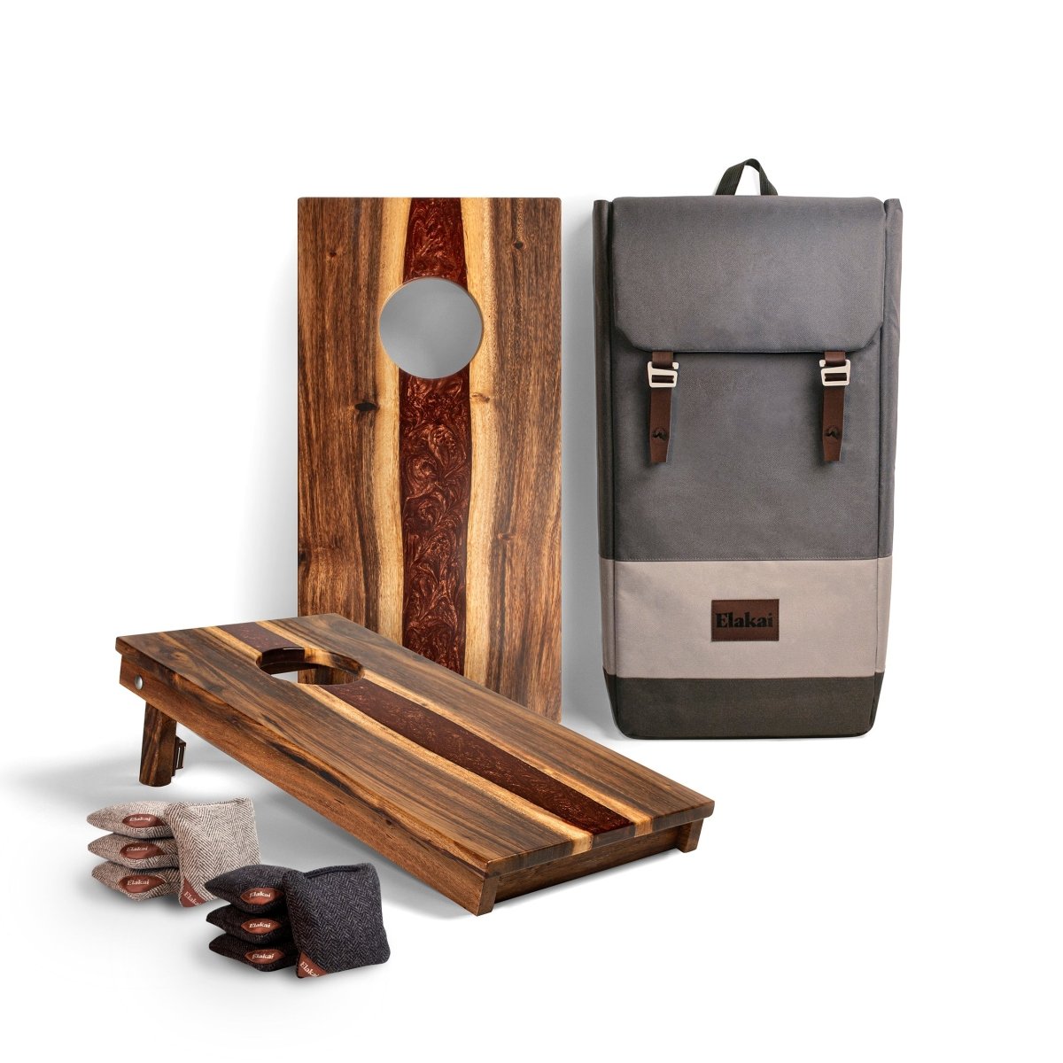 1ft x 2ft One of a Kind Bronze Pearl Epoxy Resin Wood Compact Travel Cornhole Board Set, - American Cornhole Association