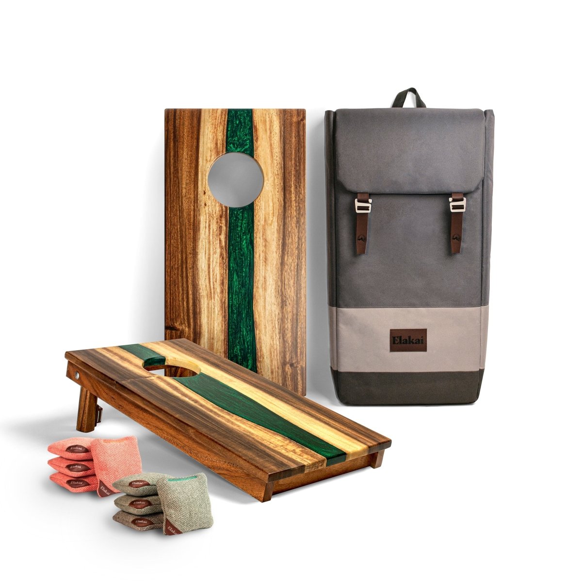 1ft x 2ft One of a Kind Green Pearl Epoxy Resin Wood Compact Travel Cornhole Board Set, - American Cornhole Association