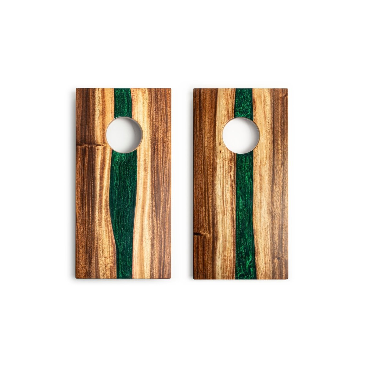 1ft x 2ft One of a Kind Green Pearl Epoxy Resin Wood Compact Travel Cornhole Board Set, - American Cornhole Association