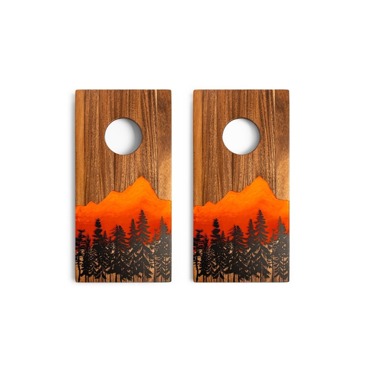 1ft x 2ft Orange Sunset Epoxy Resin Wood Compact Travel Cornhole Board Set, - American Cornhole Association