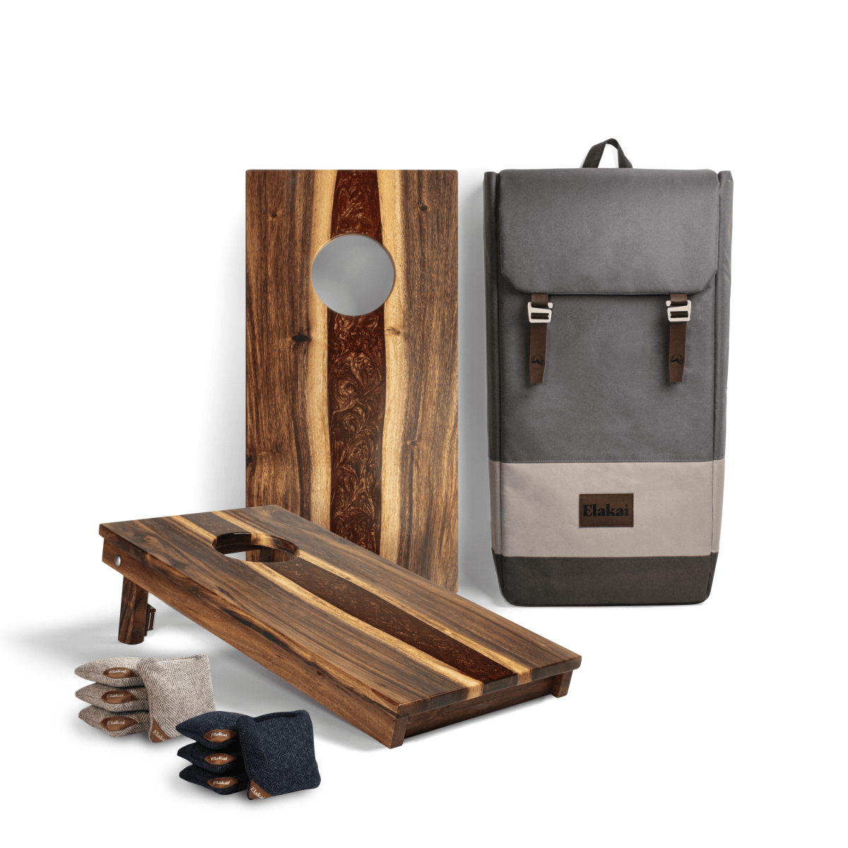 1ft x 2ft Resin & Wood Travel Cornhole Set | Live Edge River Collection - Bronze EGCH12RLE-12-WB | American Cornhole Association