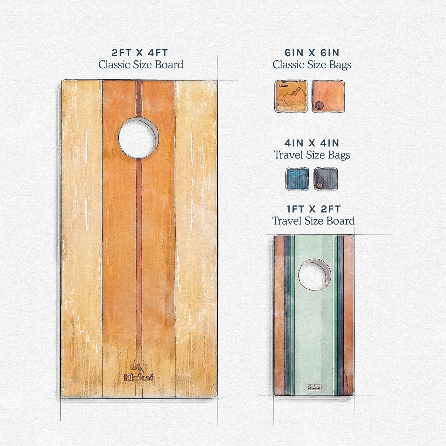 1ft x 2ft Resin & Wood Travel Cornhole Set | Live Edge River Collection | American Cornhole Association