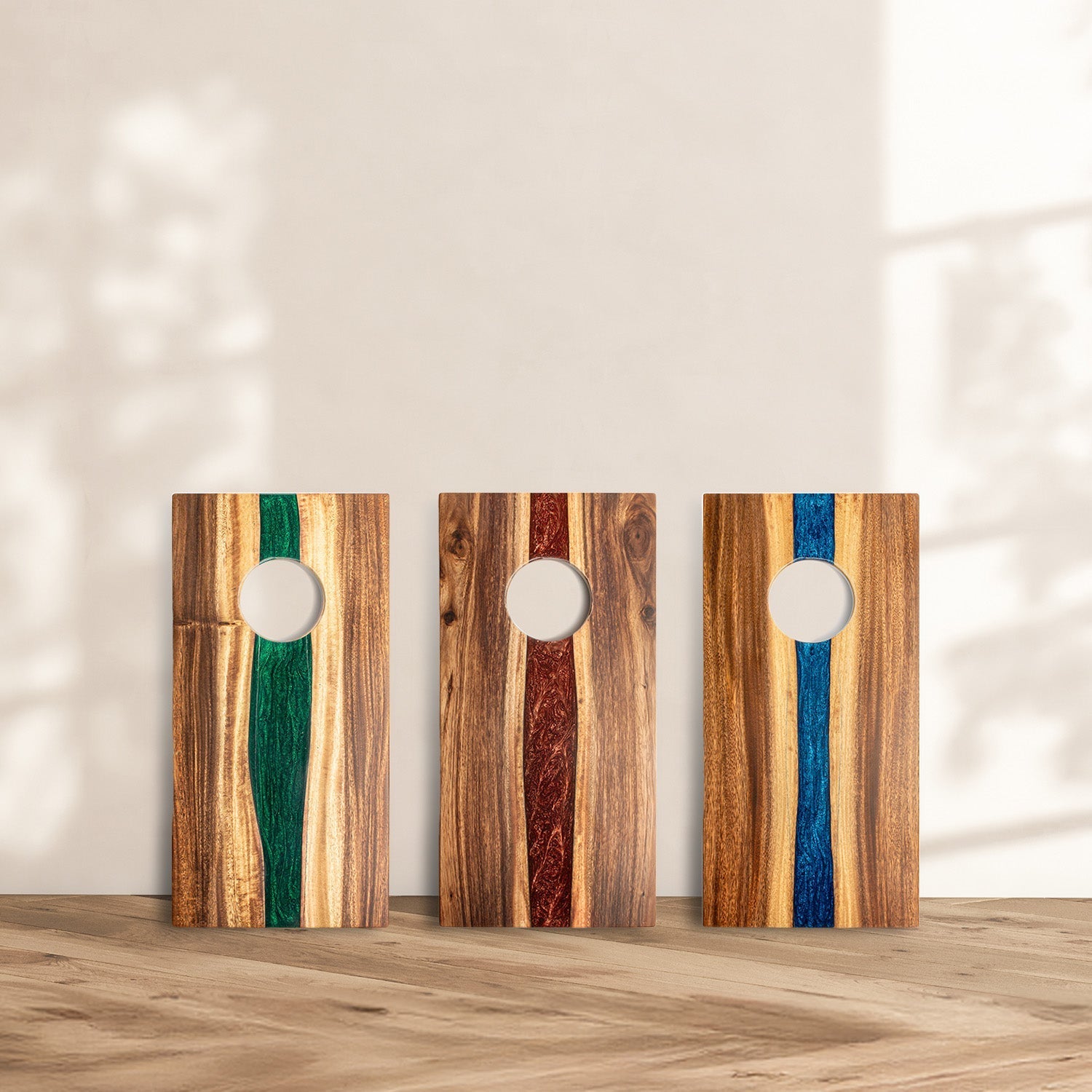 1ft x 2ft Resin & Wood Travel Cornhole Set | Live Edge River Collection | American Cornhole Association