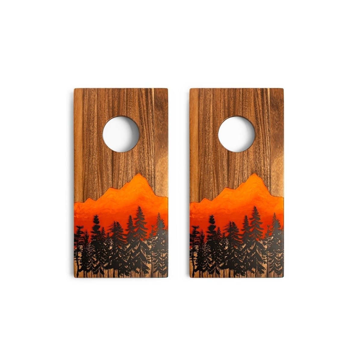 1ft x 2ft Resin & Wood Travel Cornhole Set | Mountain Collection - Orange EGCH12RLE-13-WB | American Cornhole Association