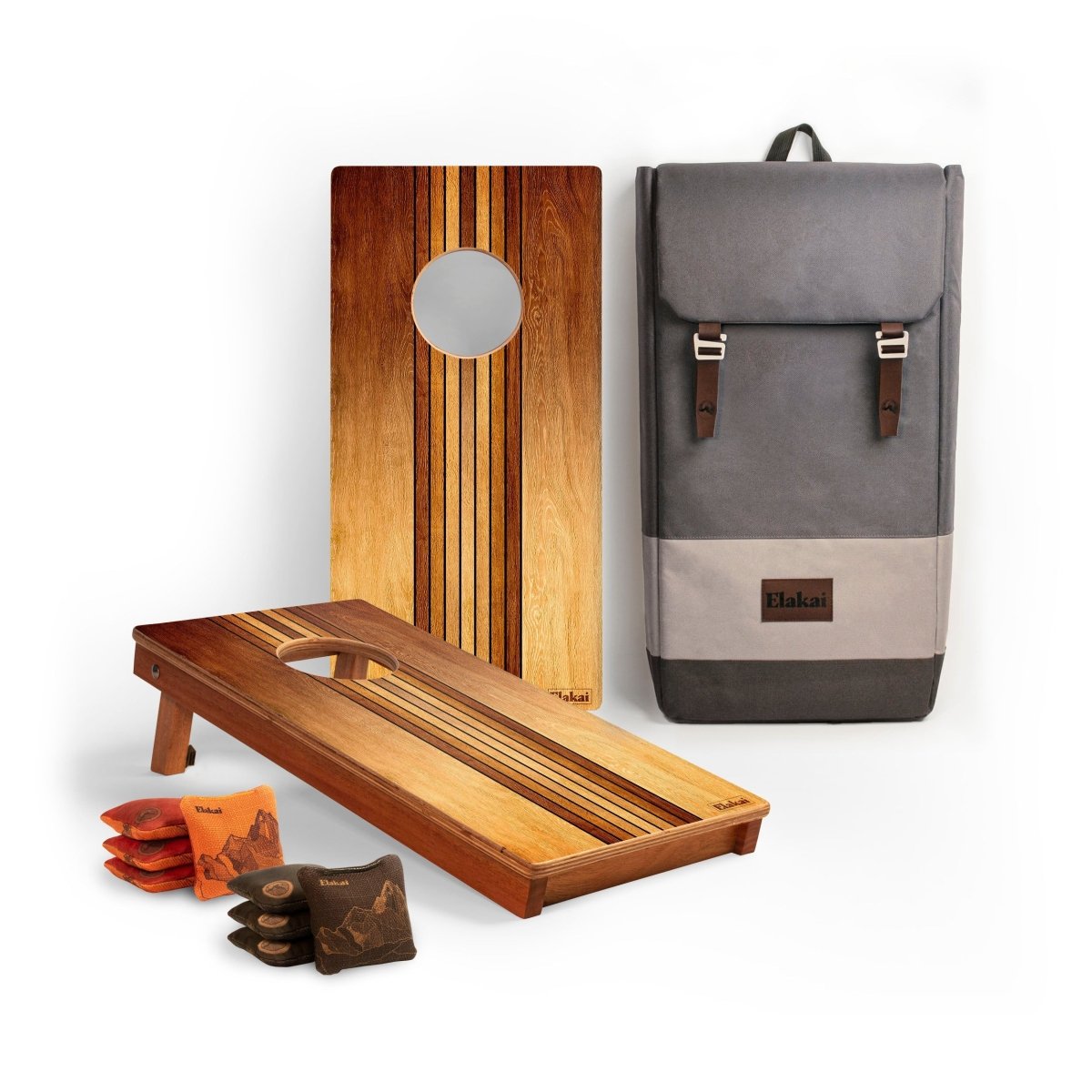 1ft x 2ft Retro Woody Compact Travel Cornhole Board Set, - American Cornhole Association