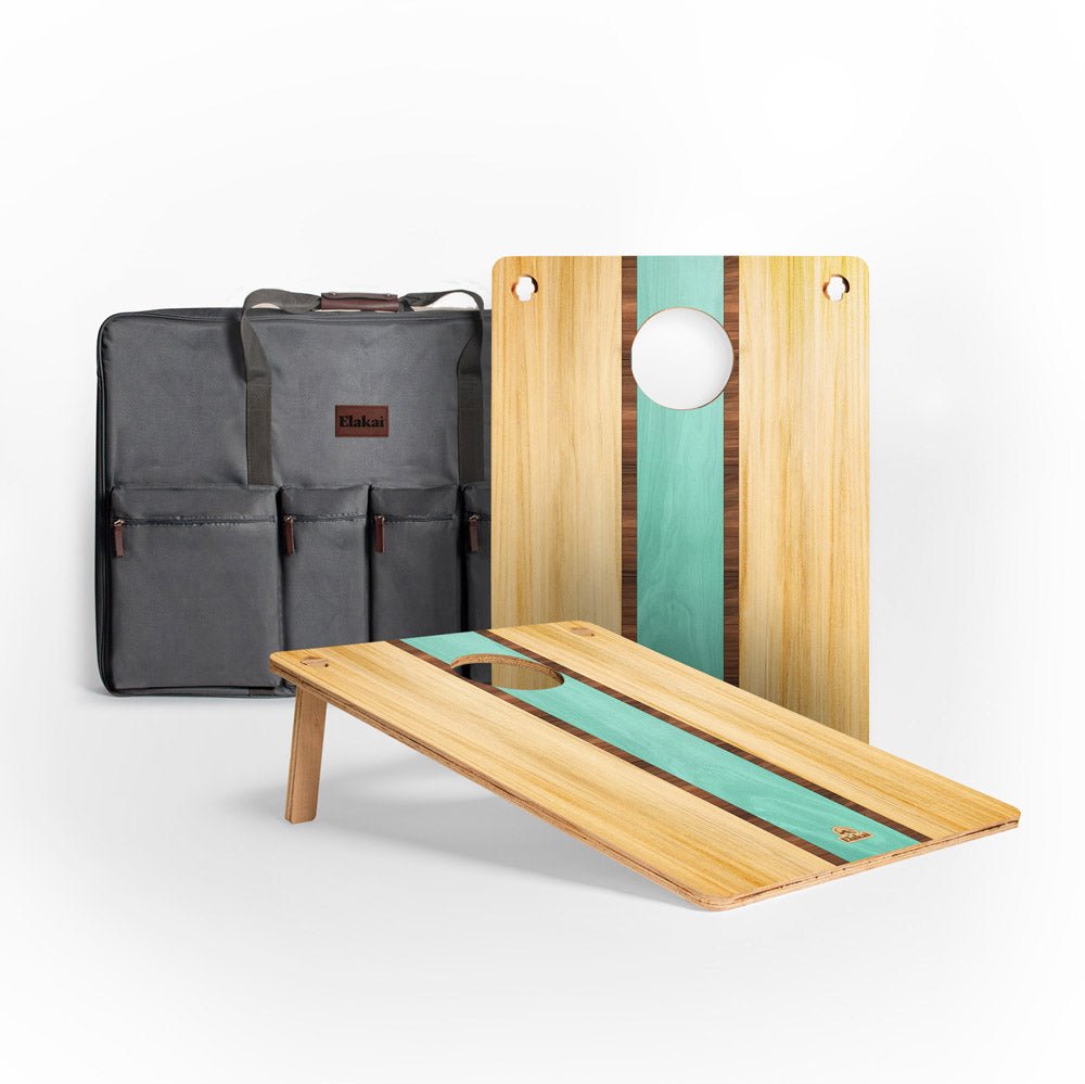 22in x 31in Retro Surf 1 - Hole Weekender Travel Cornhole Boards, - American Cornhole Association