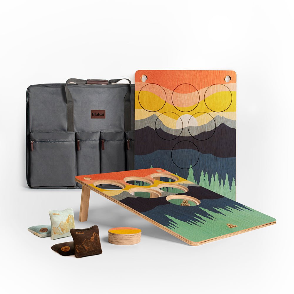 22in x 31in Sunset 6 - Hole Weekender Travel Cornhole Boards, - American Cornhole Association