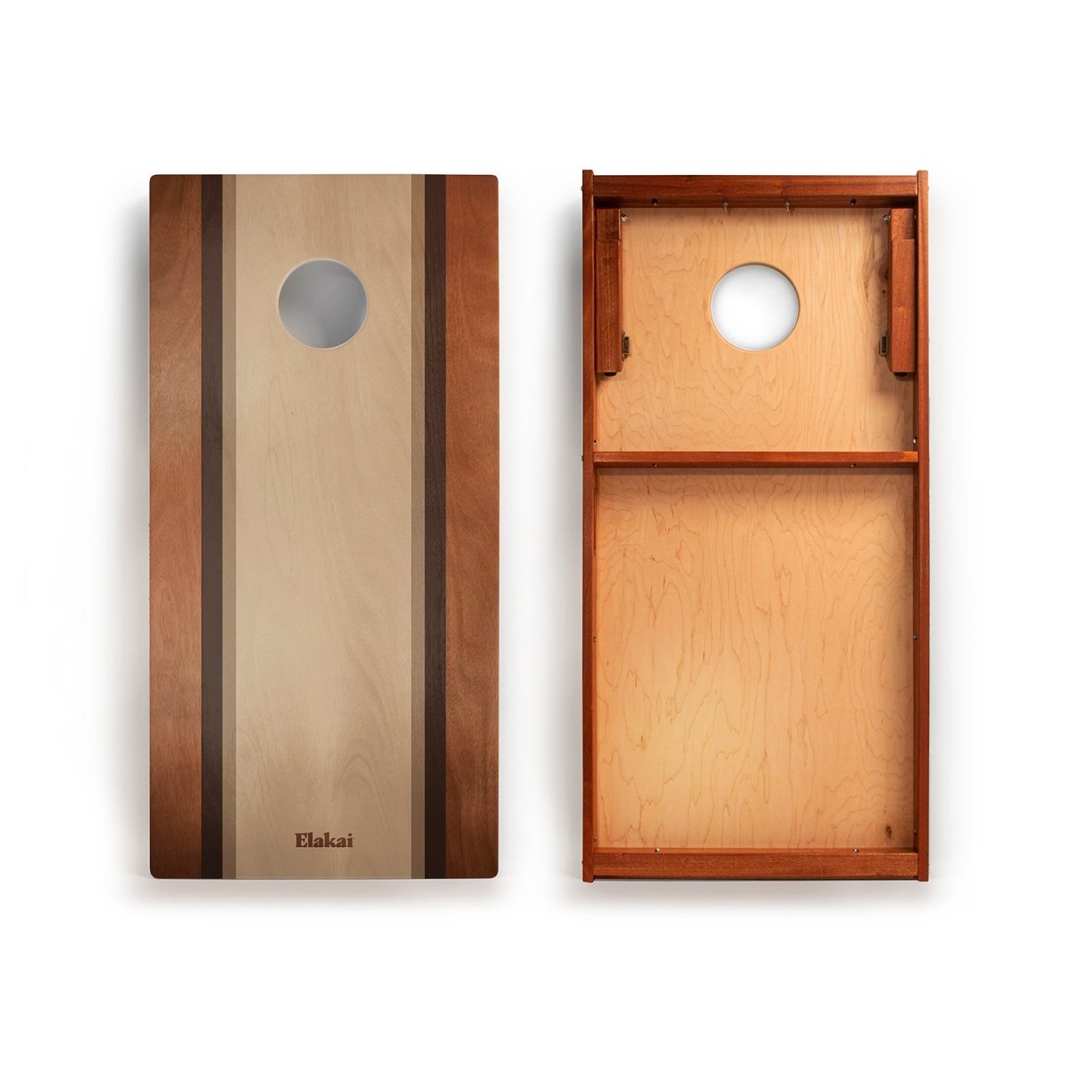 2ft x 4ft Graphic Wood Classic Cornhole Set | Classic Beach Stripes Collection - Mocha EGCH24P-54 | American Cornhole Association