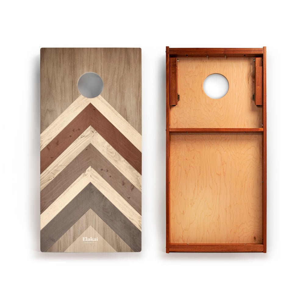 2ft x 4ft Graphic Wood Classic Cornhole Set | Modern Angle Collection - Terra Chevron EGCH24P-02 | American Cornhole Association