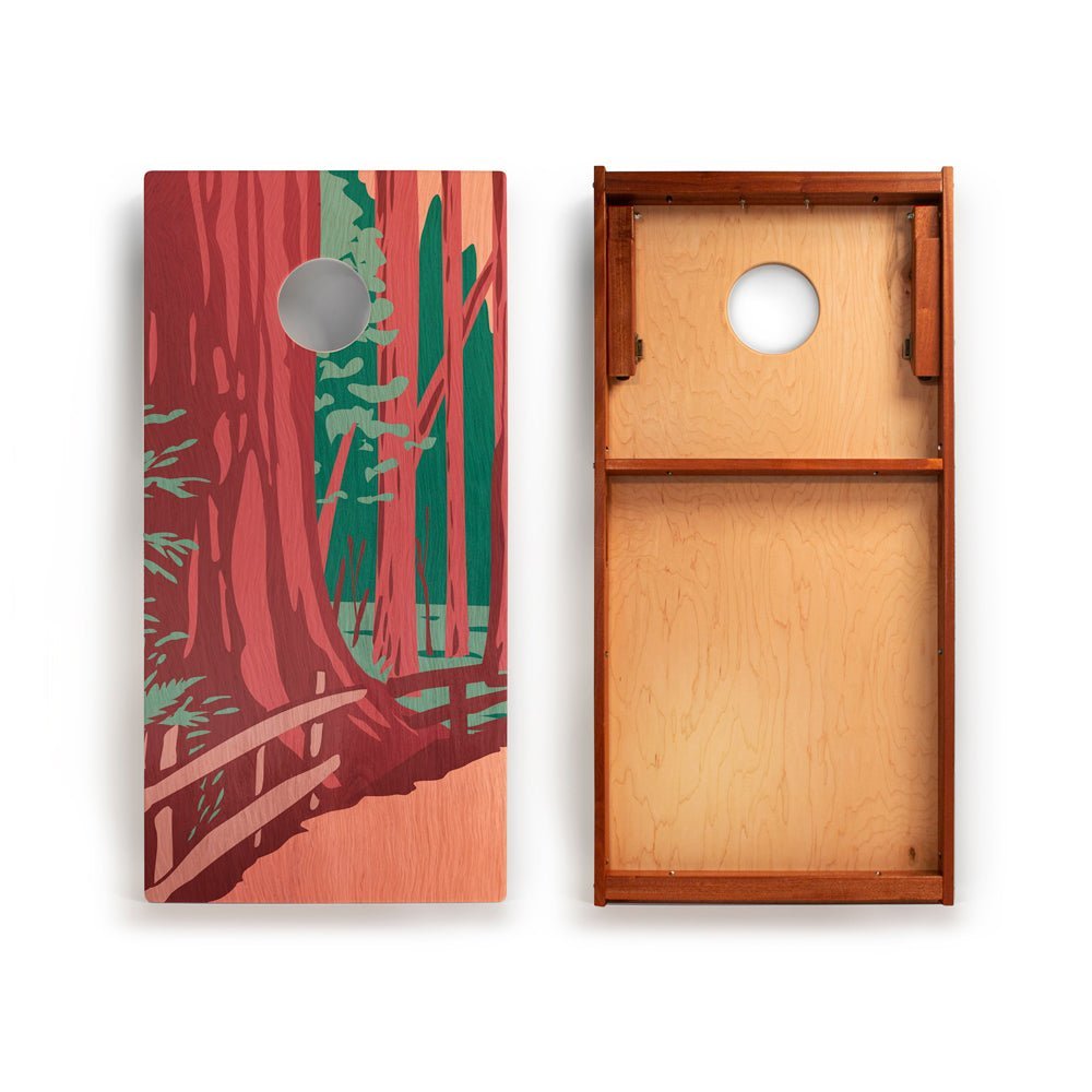 2ft x 4ft Graphic Wood Classic Cornhole Set | National Parks Inspired Collection - Redwoods EGCH24P-16 | American Cornhole Association