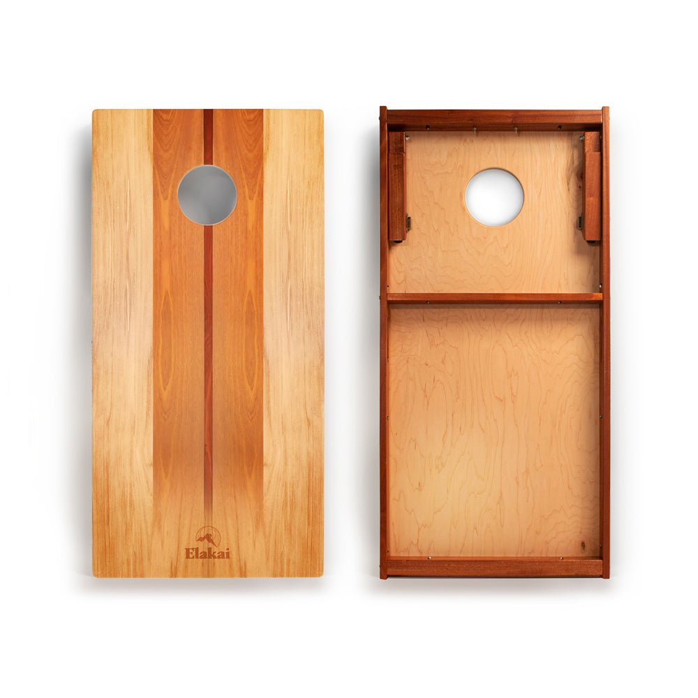 2ft x 4ft Graphic Wood Classic Cornhole Set | Natural Surf Beach Collection - Woody EGCH24P-05 | American Cornhole Association