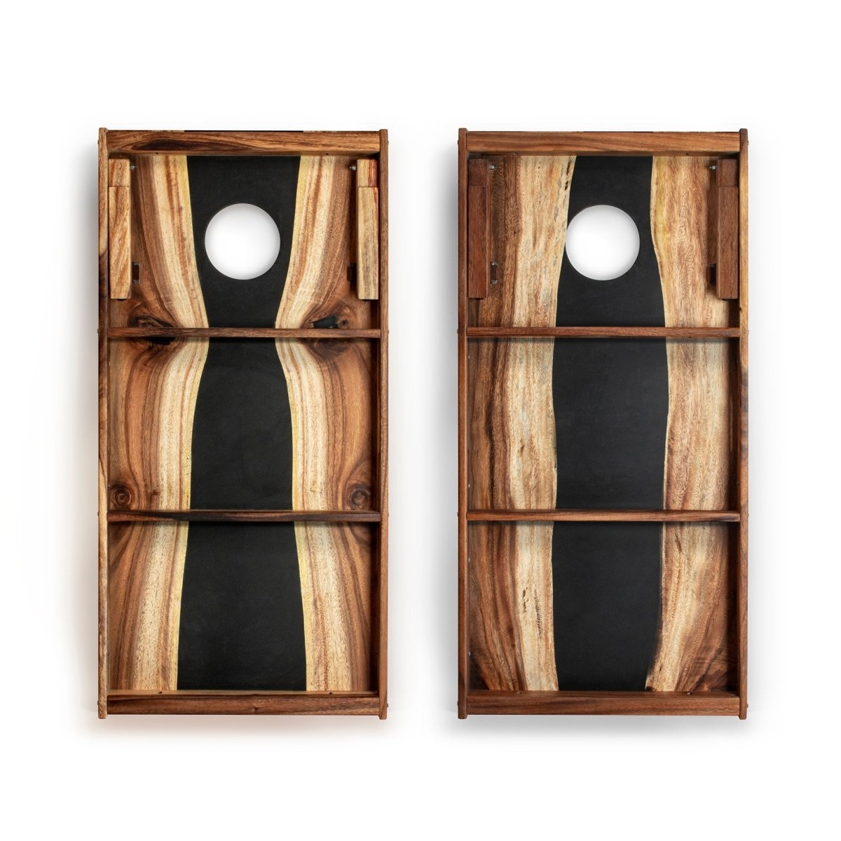 2x4 One of a Kind Black Epoxy Resin Live - Edge Wood Cornhole Boards, - American Cornhole Association