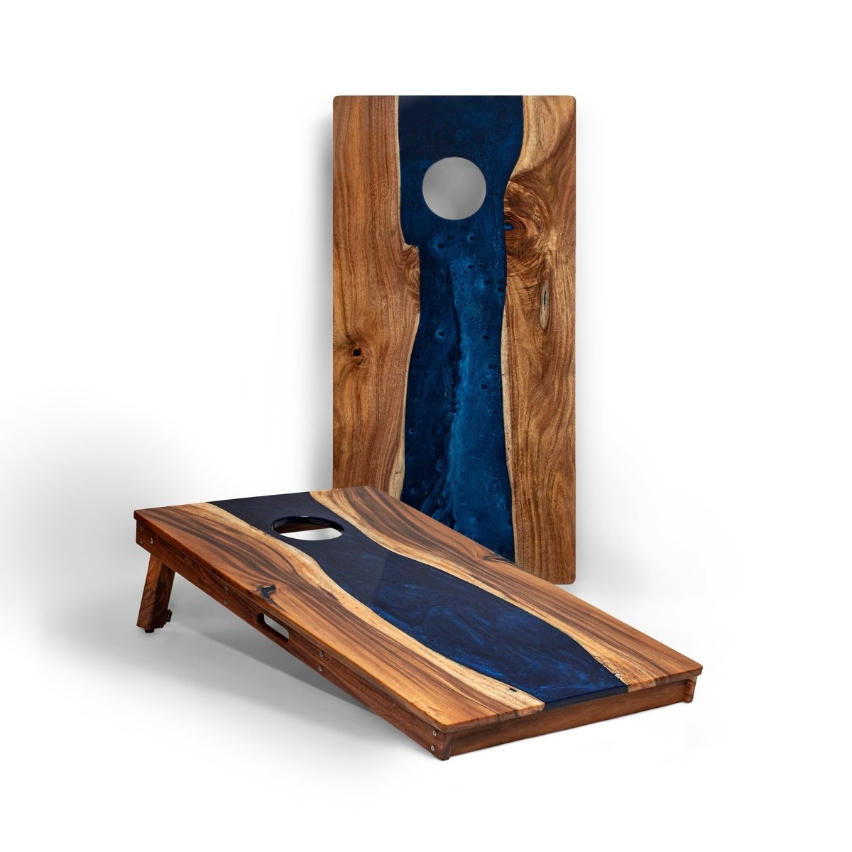 2x4 One of a Kind Blue Pearl Epoxy Resin Live - Edge Wood Cornhole Boards, - American Cornhole Association