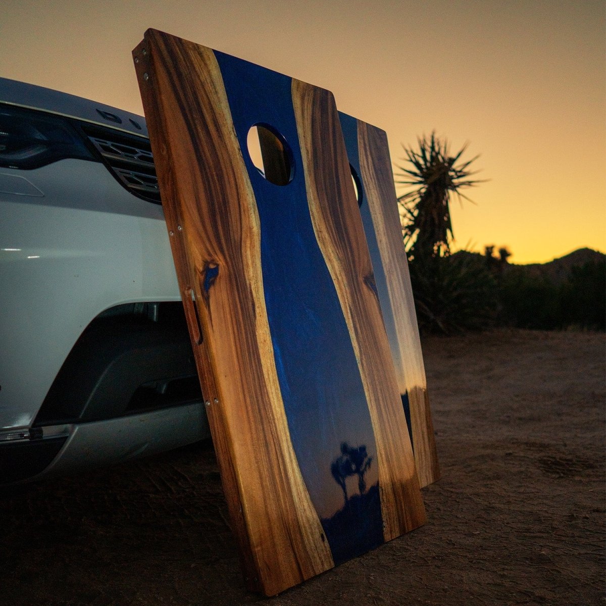 2x4 One of a Kind Blue Pearl Epoxy Resin Live - Edge Wood Cornhole Boards, - American Cornhole Association