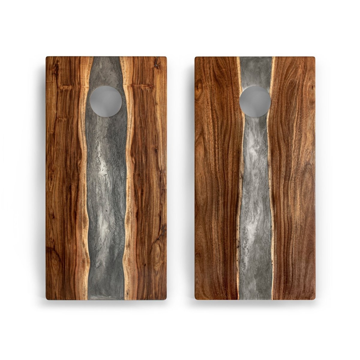 2x4 One of a Kind Gray Stone Epoxy Resin Live - Edge Wood Cornhole Boards, - American Cornhole Association