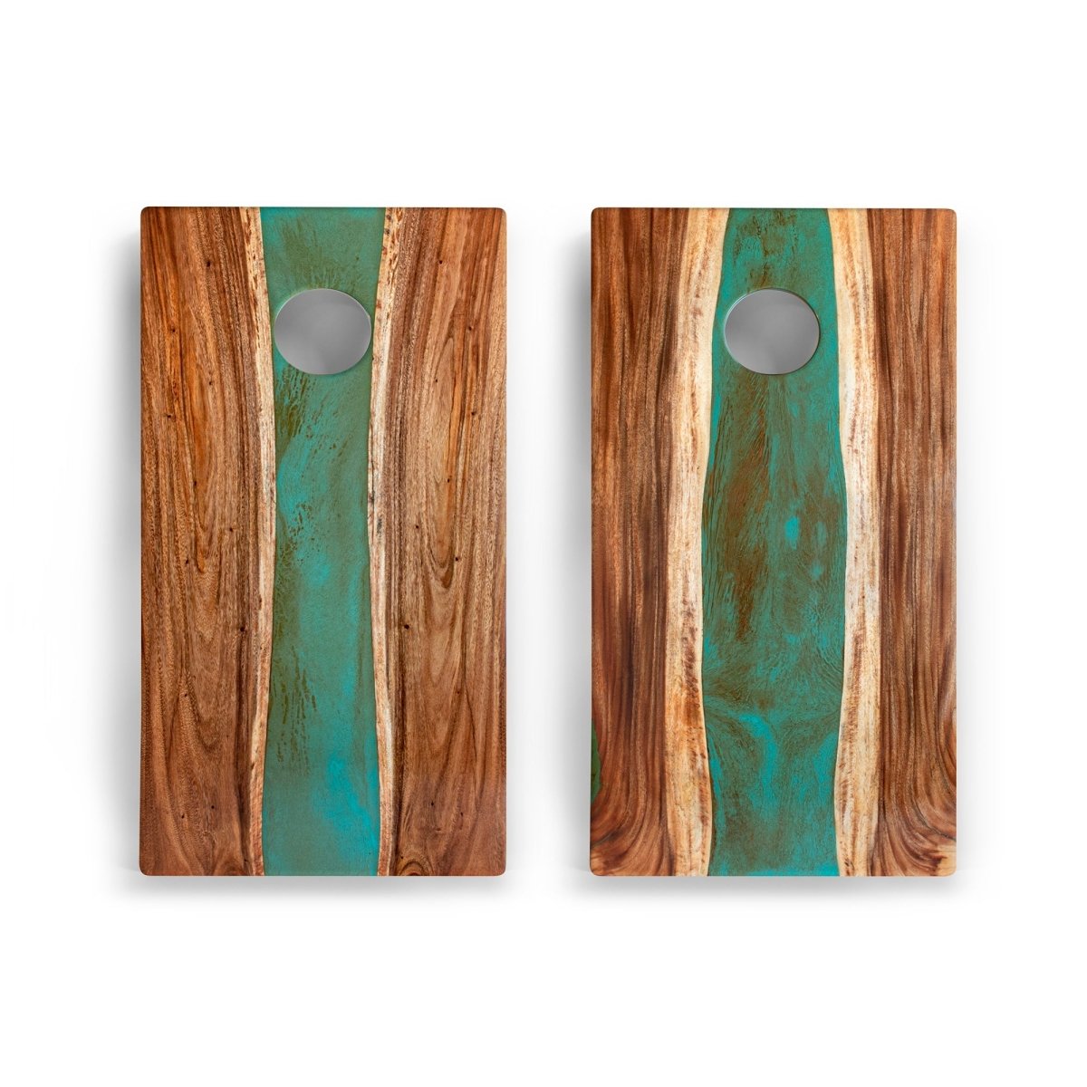 2x4 One of a Kind Teal and Orange Pearl Epoxy Resin Live - Edge Wood Cornhole Boards, - American Cornhole Association