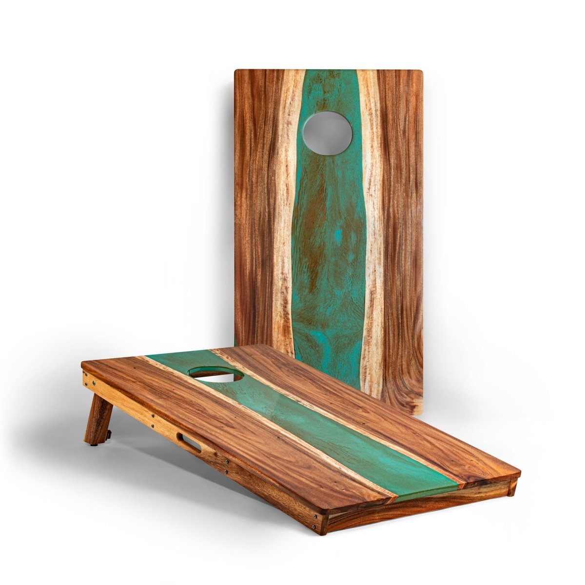 2x4 One of a Kind Teal and Orange Pearl Epoxy Resin Live - Edge Wood Cornhole Boards, - American Cornhole Association