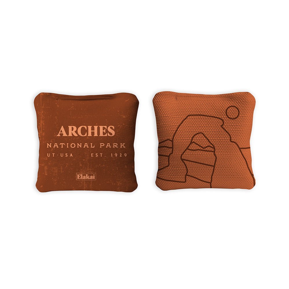 4 - in Travel Dual - Sided Cornhole Bags | National Parks Collection - Arches Burnt Orange EGCB44TS-18 | American Cornhole Association