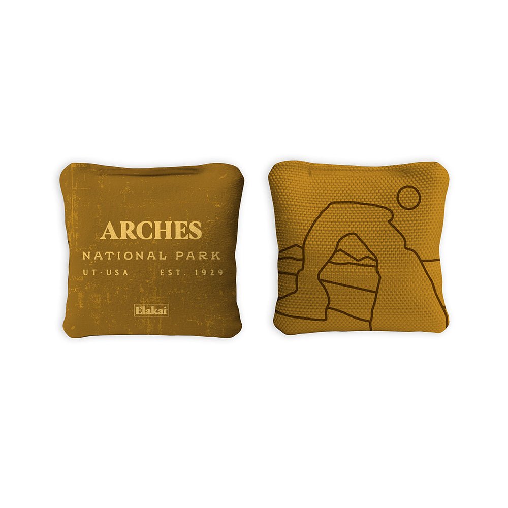 4 - in Travel Dual - Sided Cornhole Bags | National Parks Collection - Arches Gold EGCB44TS-19 | American Cornhole Association