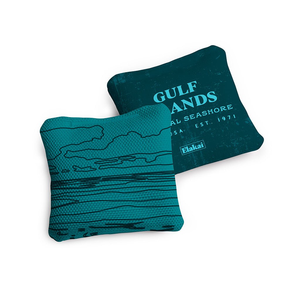 4 - in Travel Dual - Sided Cornhole Bags | National Parks Collection - Gulf Island Shore Teal EGCB44TS-32 | American Cornhole Association