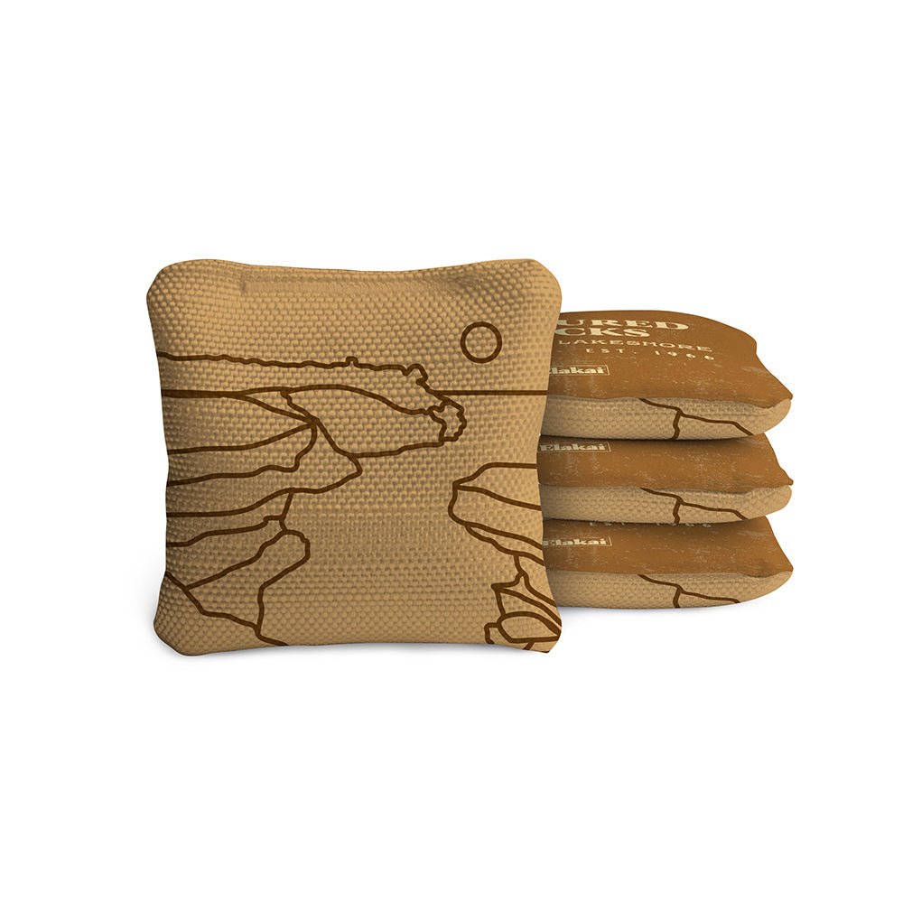 4 - in Travel Dual - Sided Cornhole Bags | National Parks Collection - Pictured Rocks Tan EGCB44TS-41 | American Cornhole Association