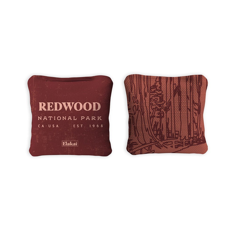 4 - in Travel Dual - Sided Cornhole Bags | National Parks Collection - Redwoods Burgundy EGCB44TS-43 | American Cornhole Association