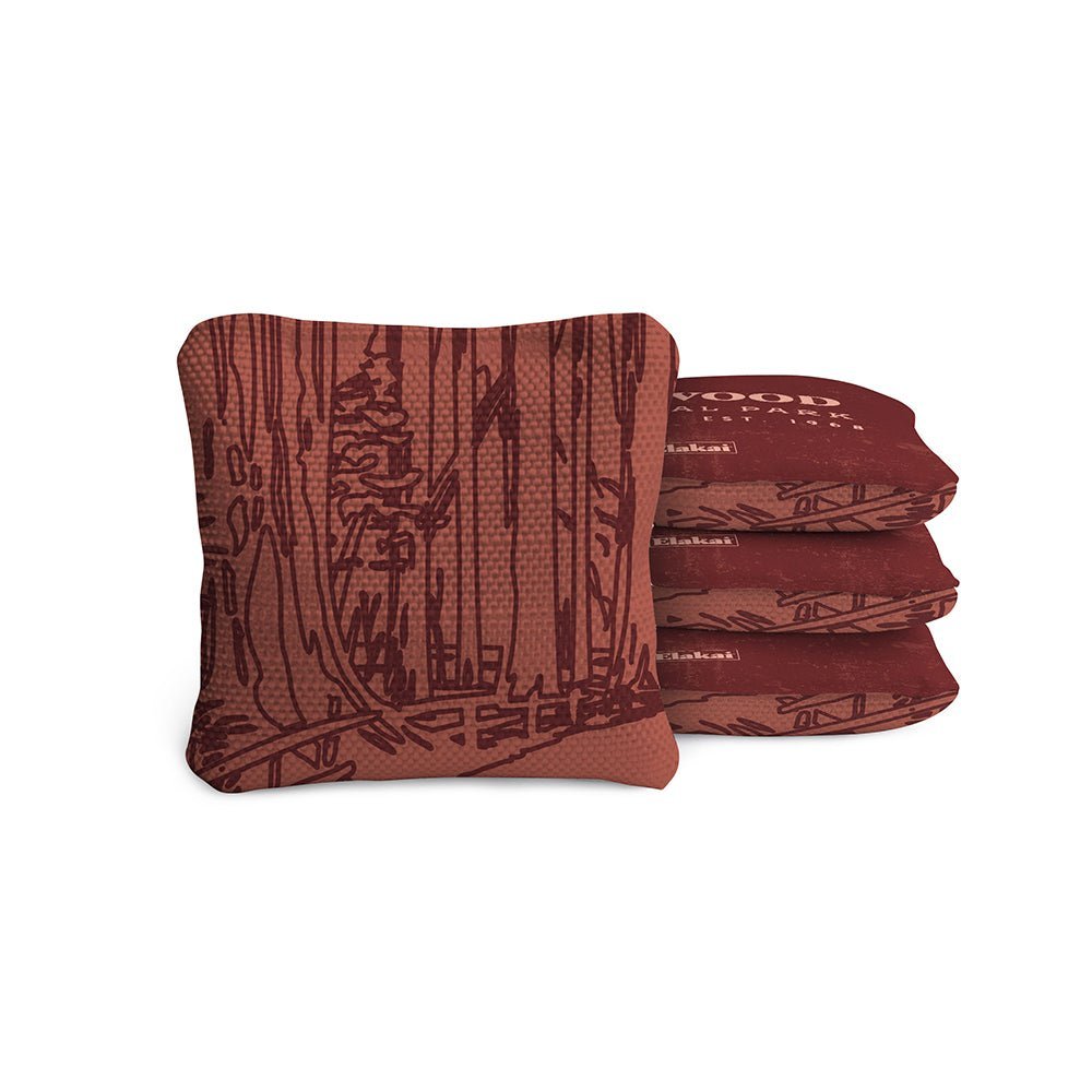 4 - in Travel Dual - Sided Cornhole Bags | National Parks Collection - Redwoods Burgundy EGCB44TS-43 | American Cornhole Association